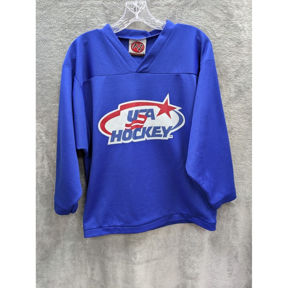 USA Hockey Jersey Youth L Blue K1‎ Sportswear Athletic READ